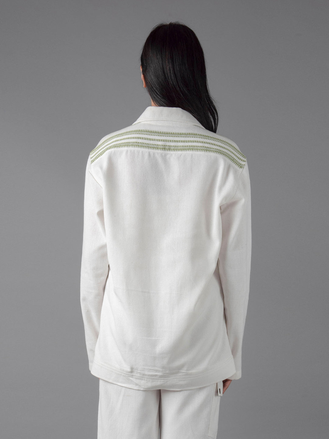 Unisex Green Mitered Shacket