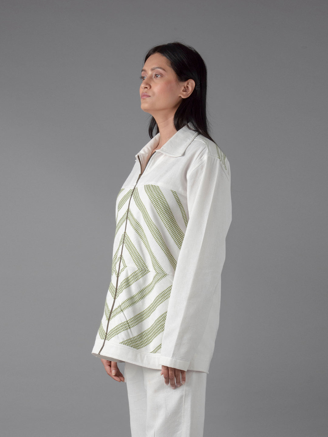 Unisex Green Mitered Shacket