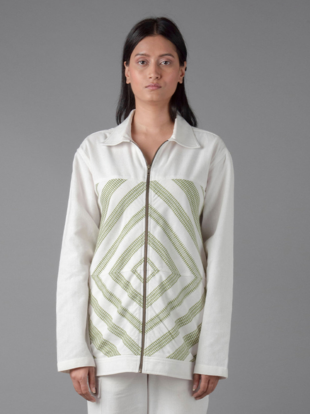 Unisex Green Mitered Shacket