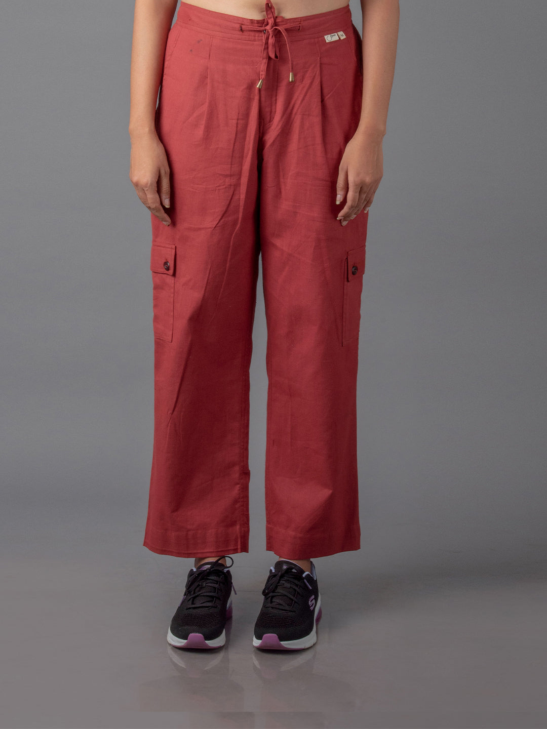 Jharkhand Handloom Textile Unisex Maroon Wide Leg Pant