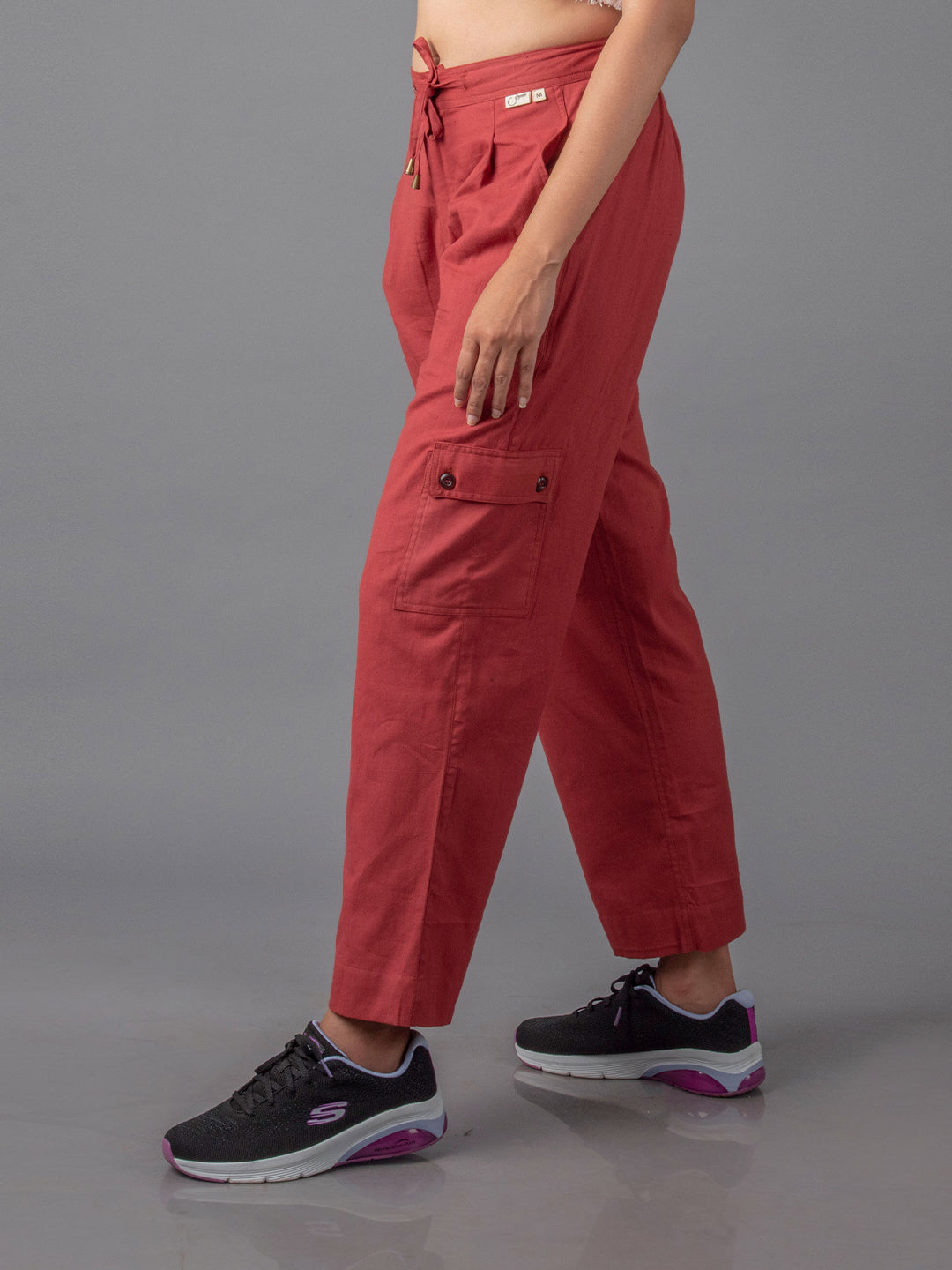 Jharkhand Handloom Textile Unisex Maroon Wide Leg Pant