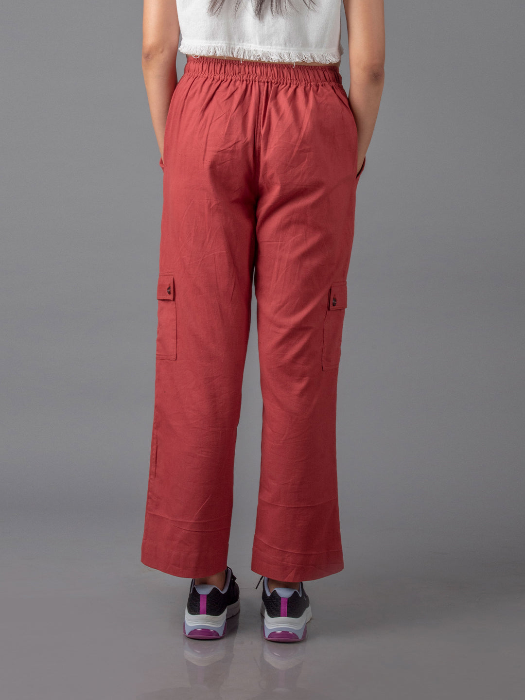 Jharkhand Handloom Textile Unisex Maroon Wide Leg Pant