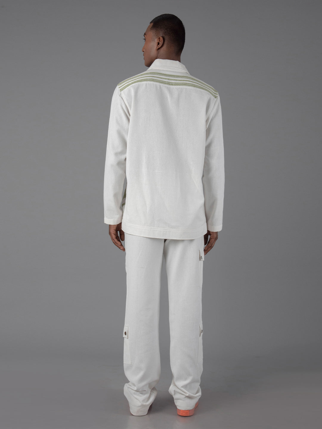 Mitered Shacket and over Length Straight Pant