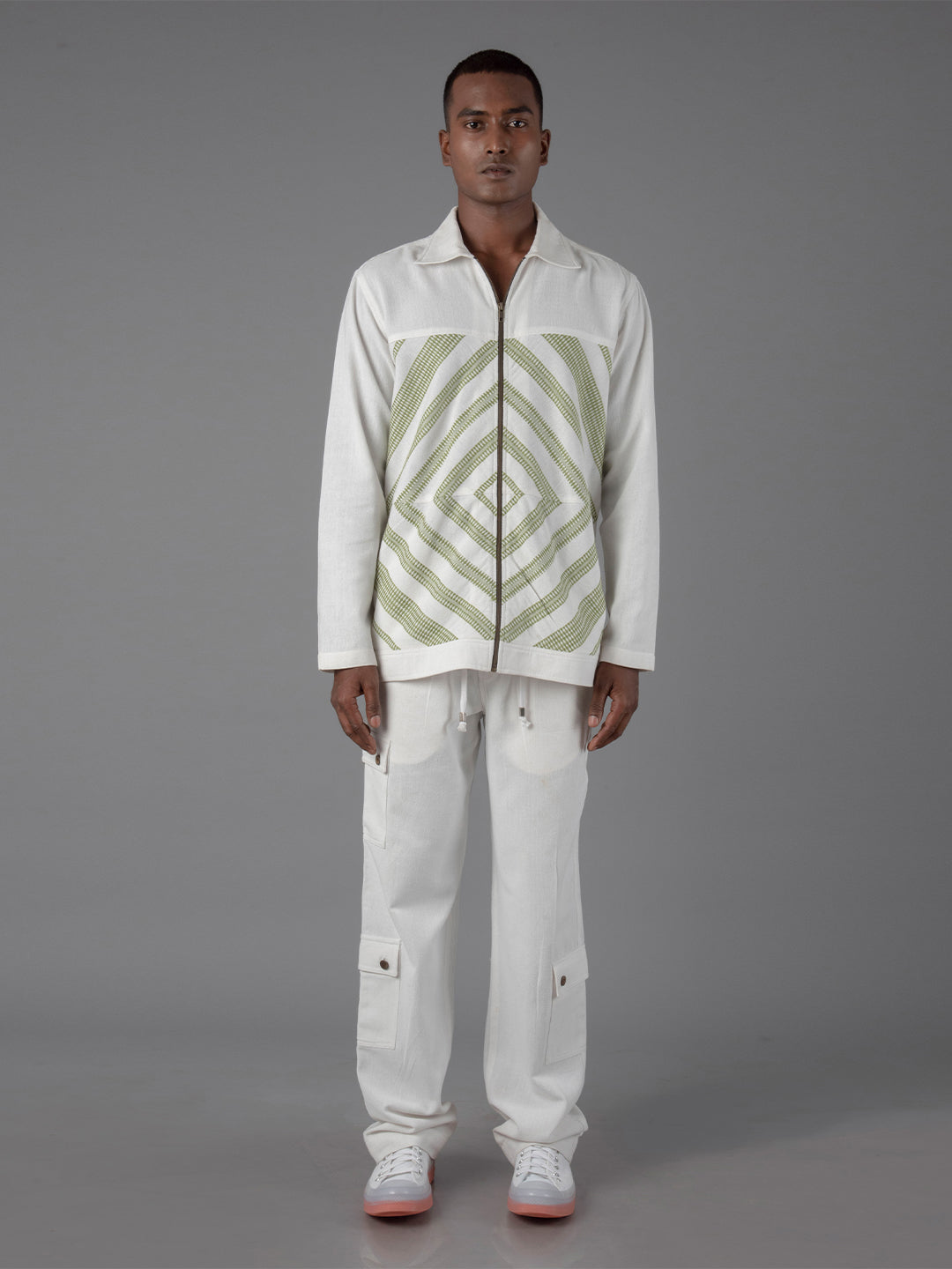 Mitered Shacket and over Length Straight Pant
