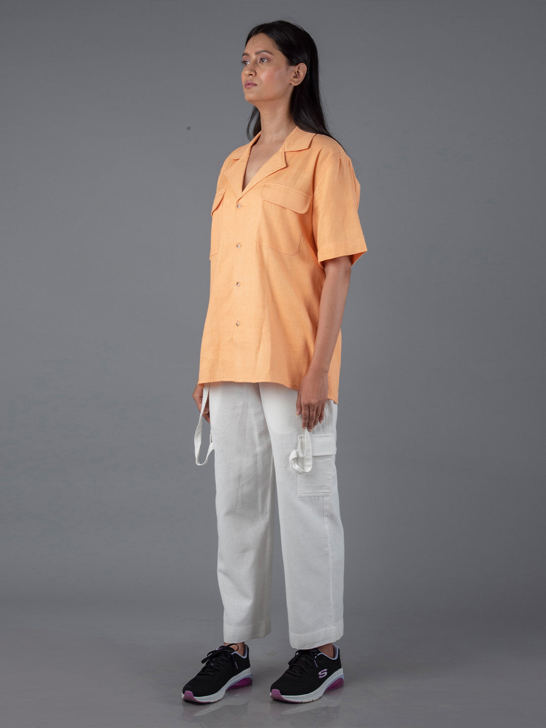 Handloom cotton Unisex camp collar shirt