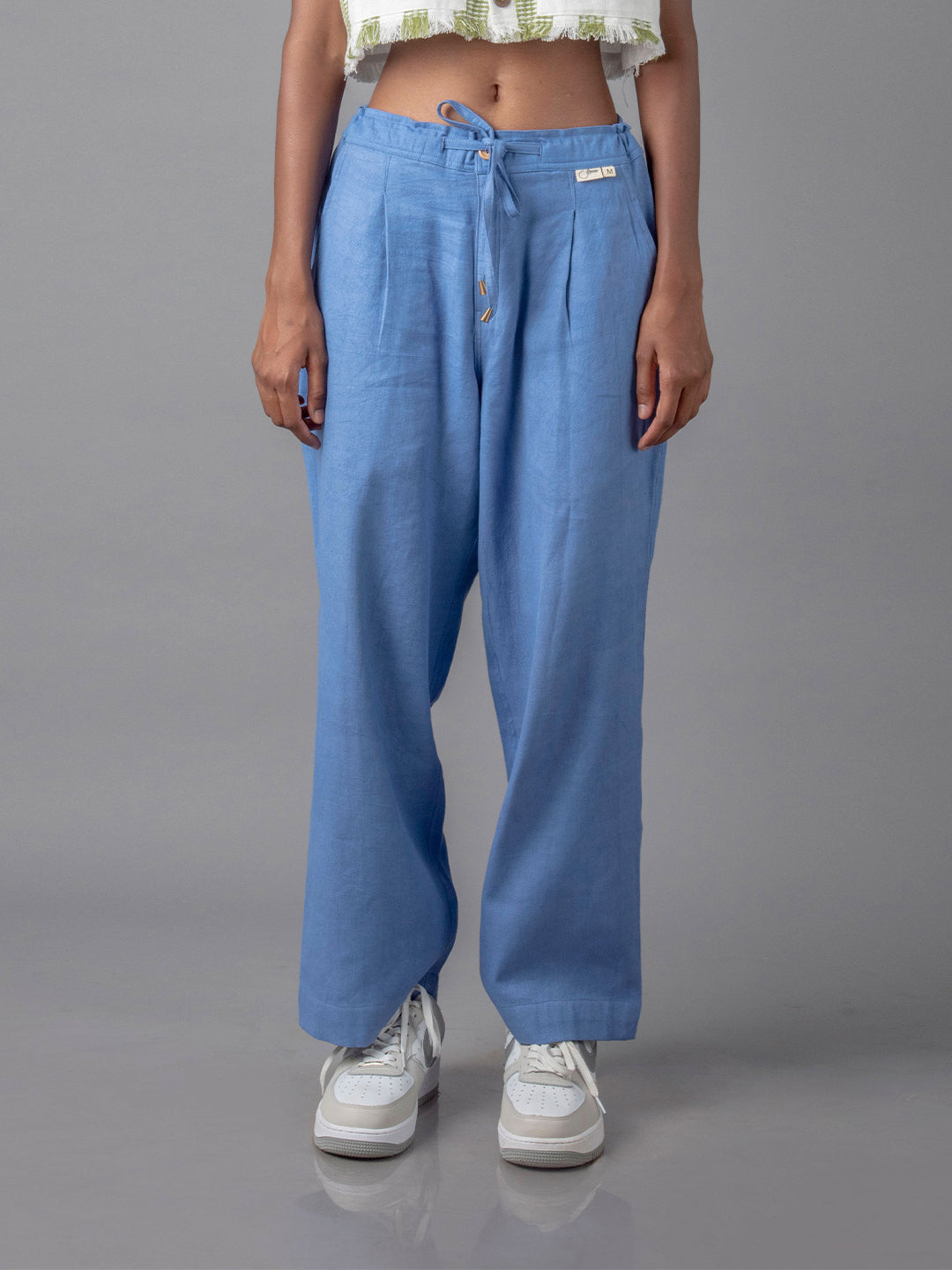 Jharkhand Handloom Textile Unisex Blue Wide Leg Pant