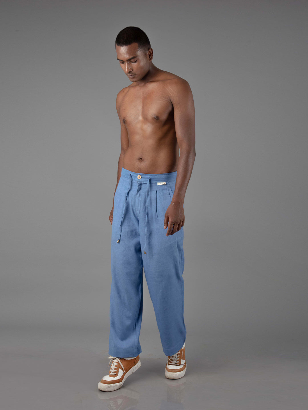 Jharkhand Handloom Textile Unisex Blue Wide Leg Pant