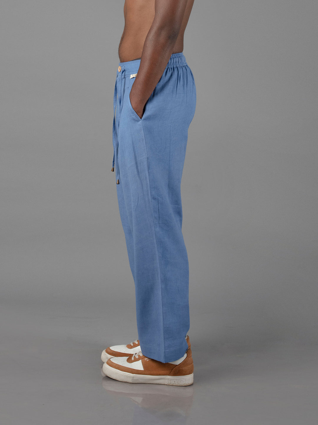 Jharkhand Handloom Textile Unisex Blue Wide Leg Pant
