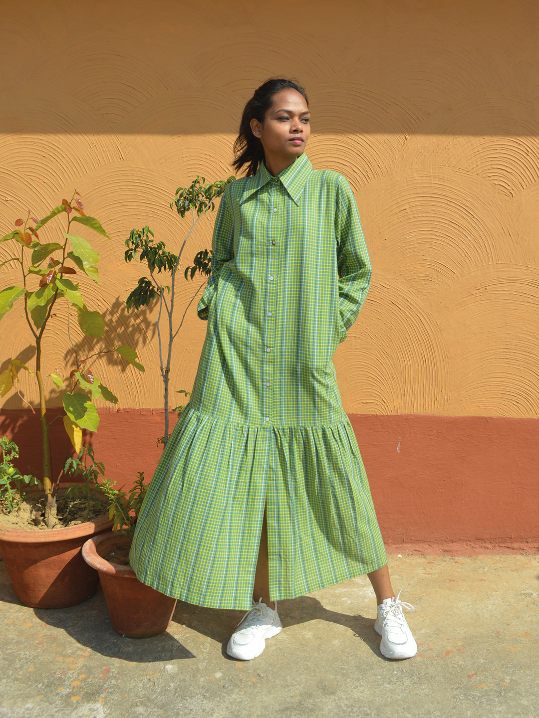 Handloom Checked Maxi Dress