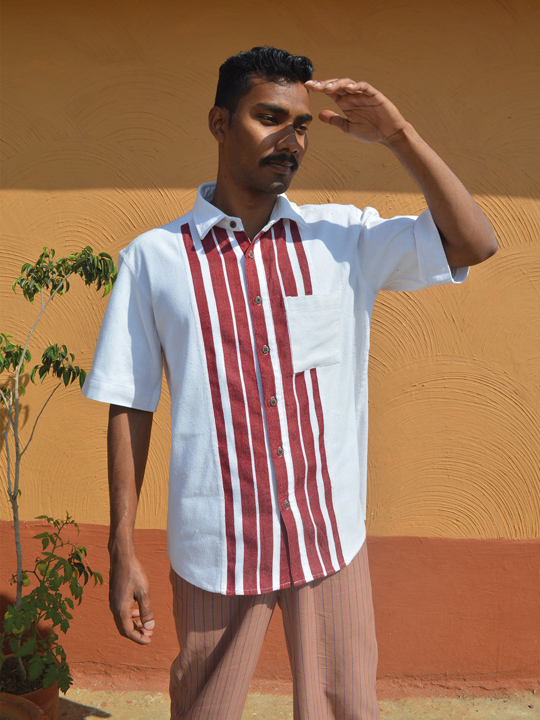 Unisex Biru Half Sleeved Shirt