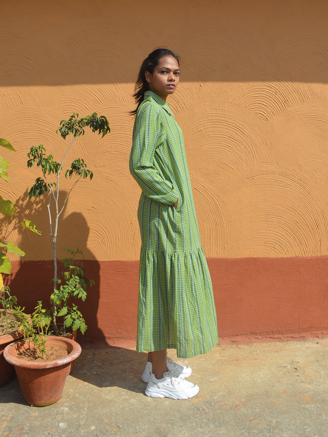 Handloom Checked Maxi Dress