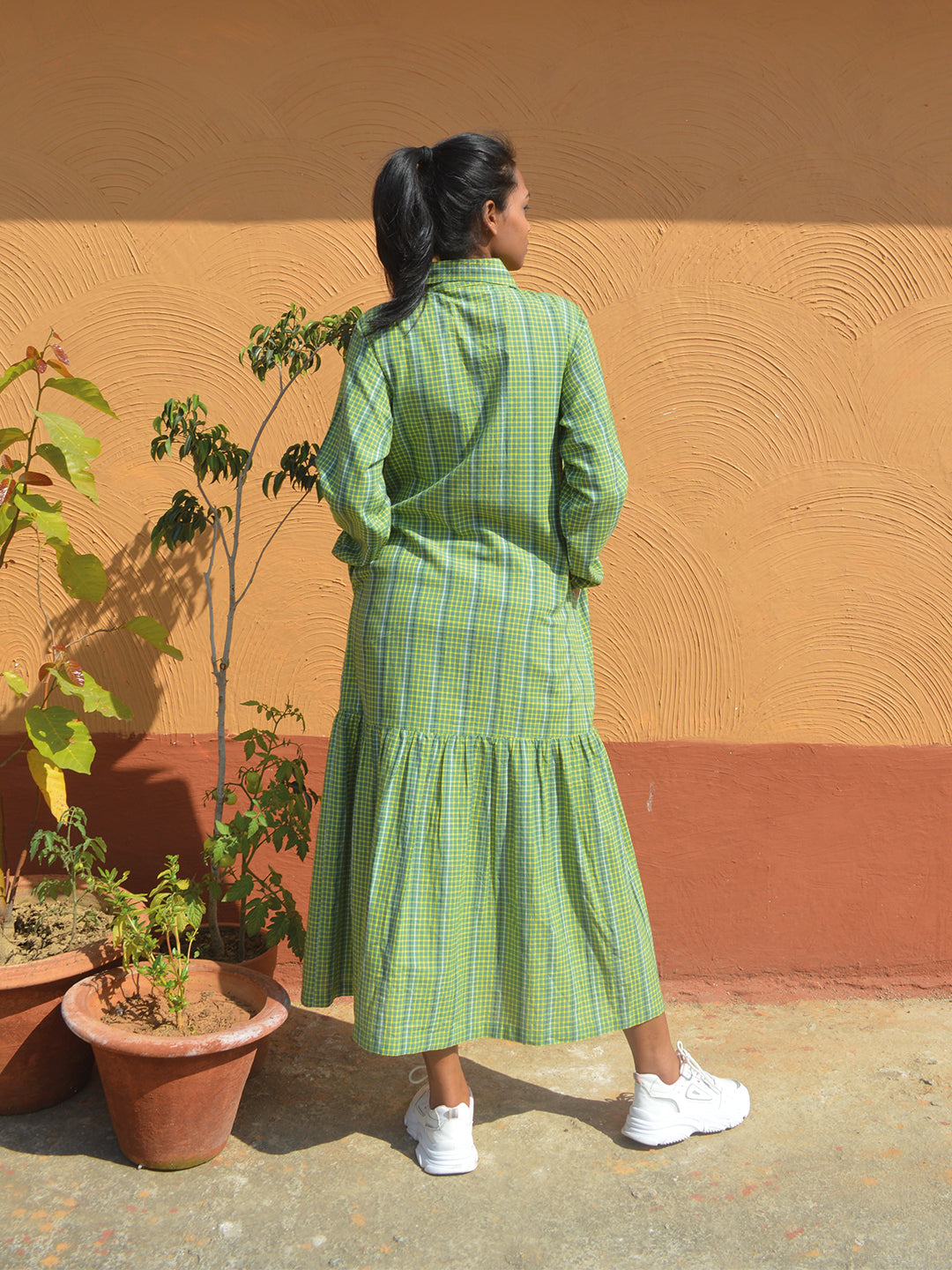 Handloom Checked Maxi Dress
