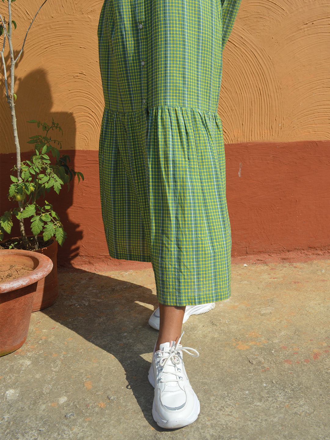 Handloom Checked Maxi Dress