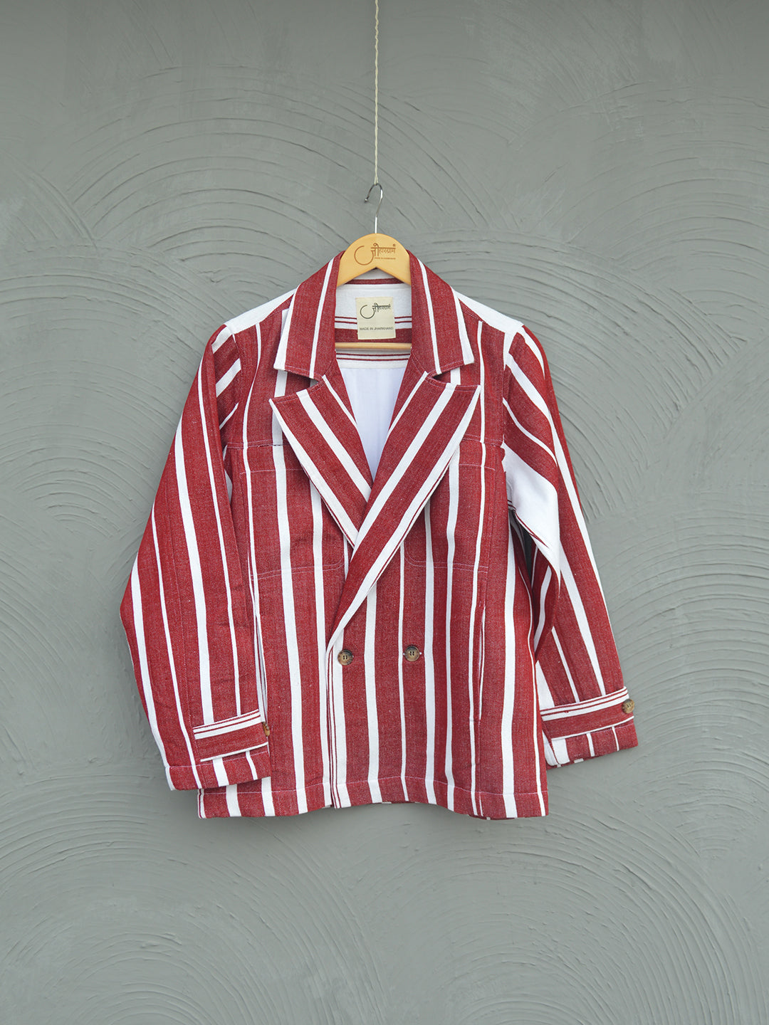 Johargram Handwoven Biru Striped Blazer