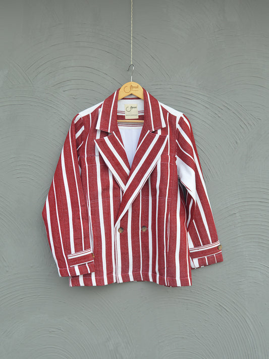 Johargram Handwoven Biru Striped Blazer