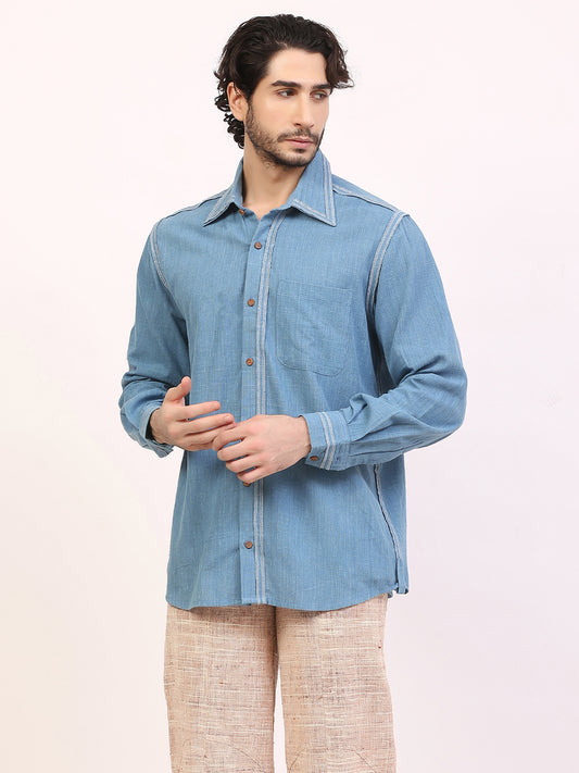 Indigo Overlock Detailing Shirt