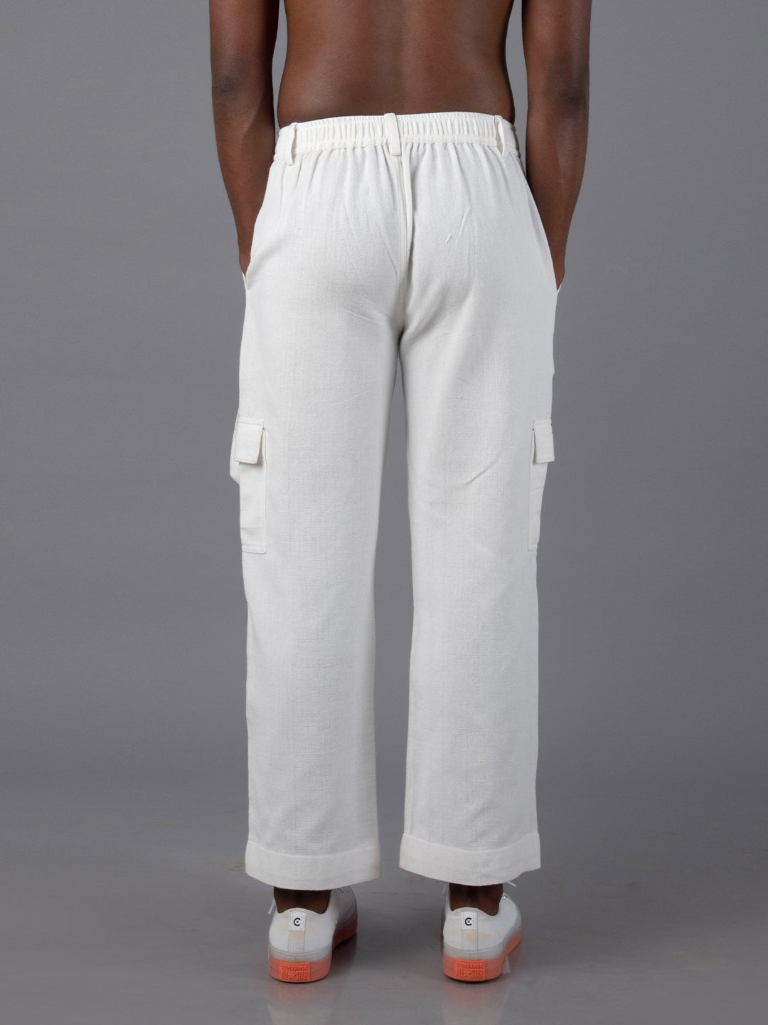 Buy TISTABENE White Solid Cotton Relaxed Fit Men's Cargo Pants | Shoppers  Stop