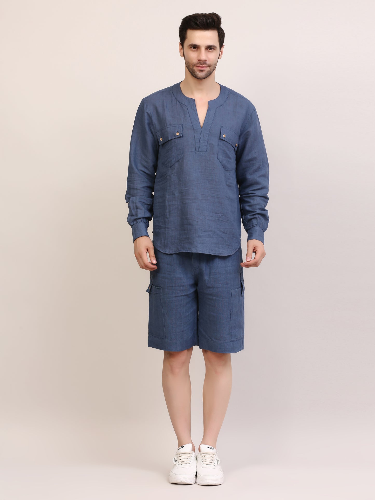 Blue Tuibasa Men linen Shirt