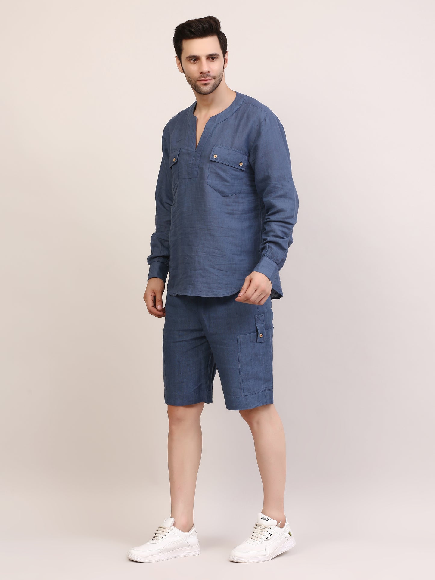 Blue Tuibasa Men linen Shirt