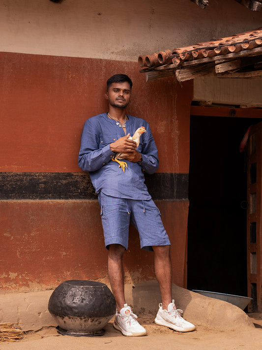 Blue Tuibasa Men linen Shirt