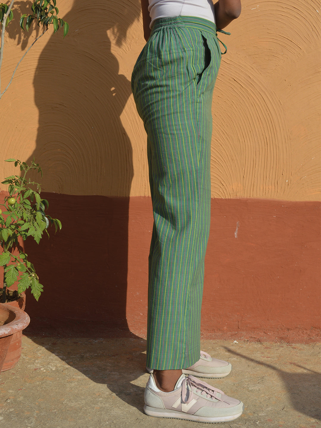 Light Grey Striped Pants for Women Light Grey Striped Cotton Pants for  Ladies in Jaipur
